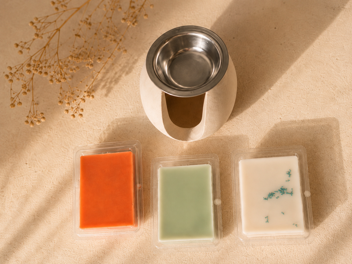 Pack Ritual Aura de Aura Atelier: quemador de cera y 3 wax melts a elegir