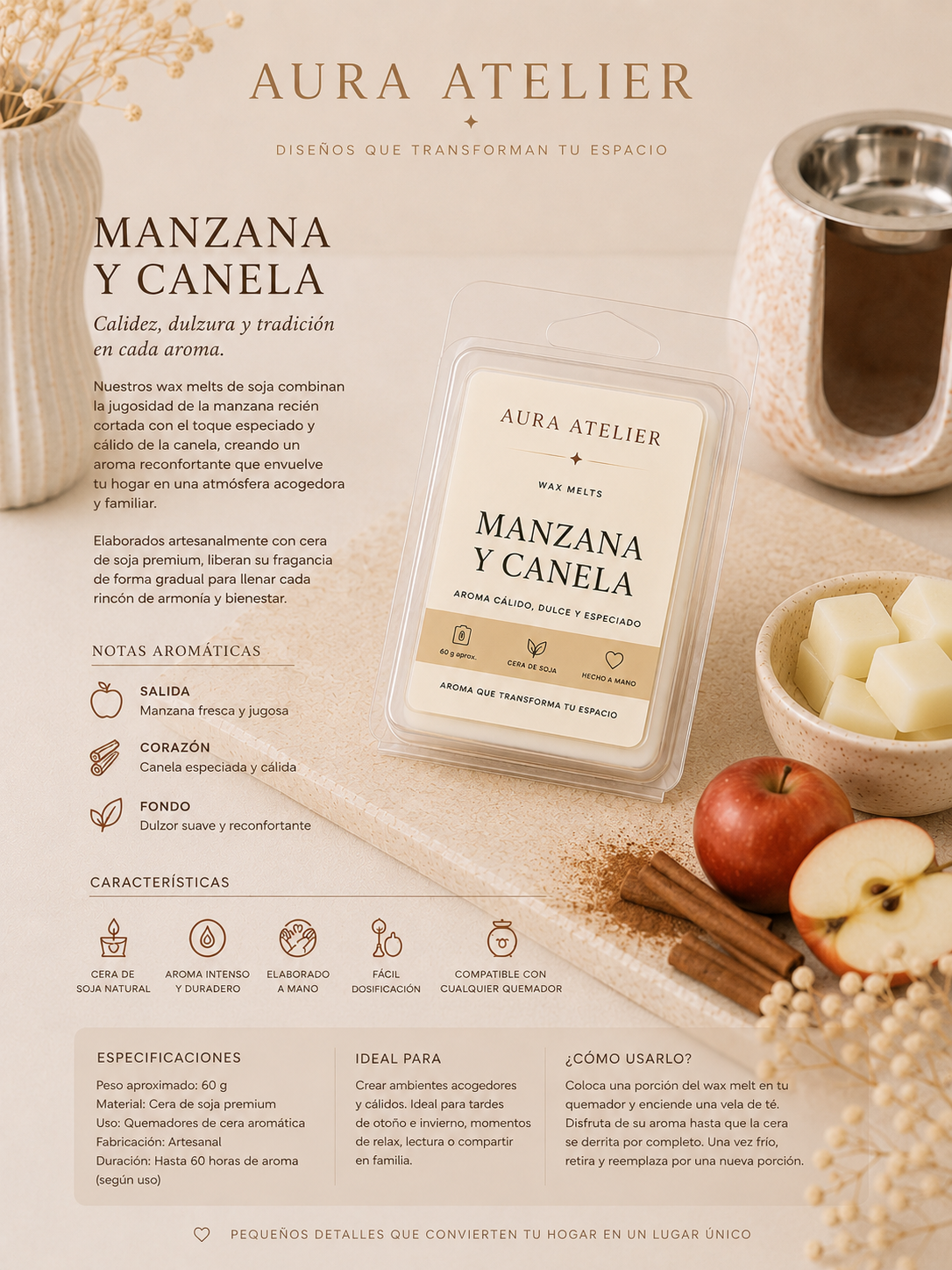 Manzana y Canela – Wax Melts de Soja