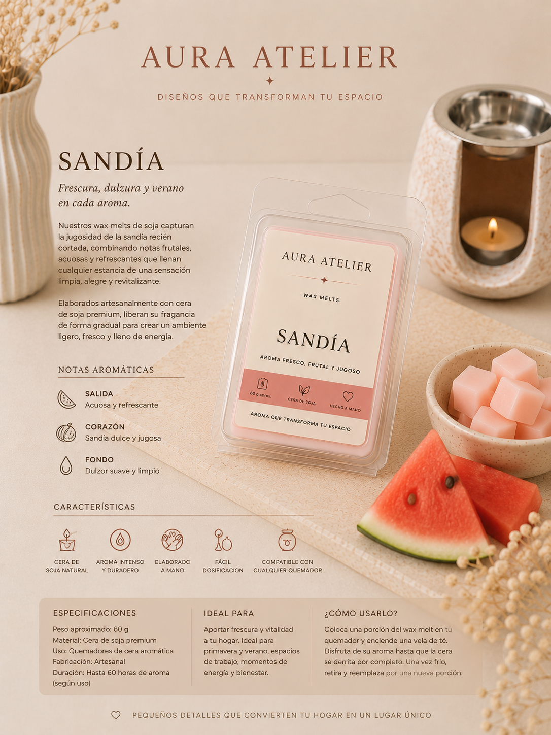 Sandía - Wax Melts de Soja