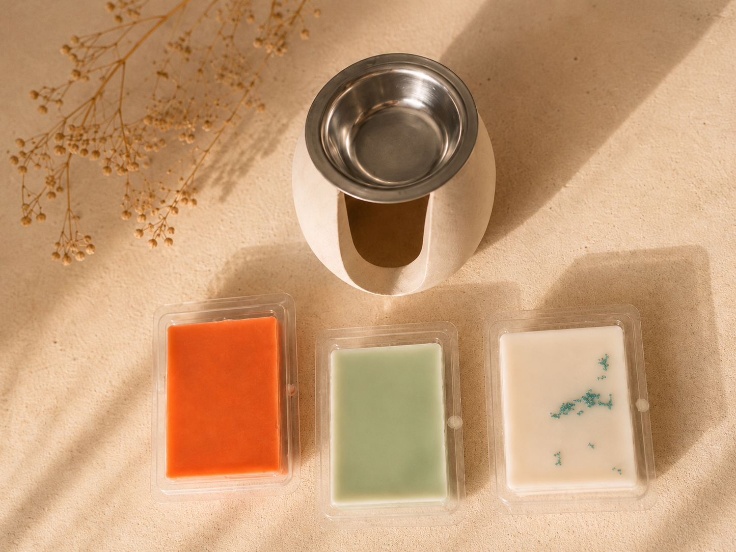 Pack Ritual Aura de Aura Atelier: quemador de cera y 3 wax melts a elegir