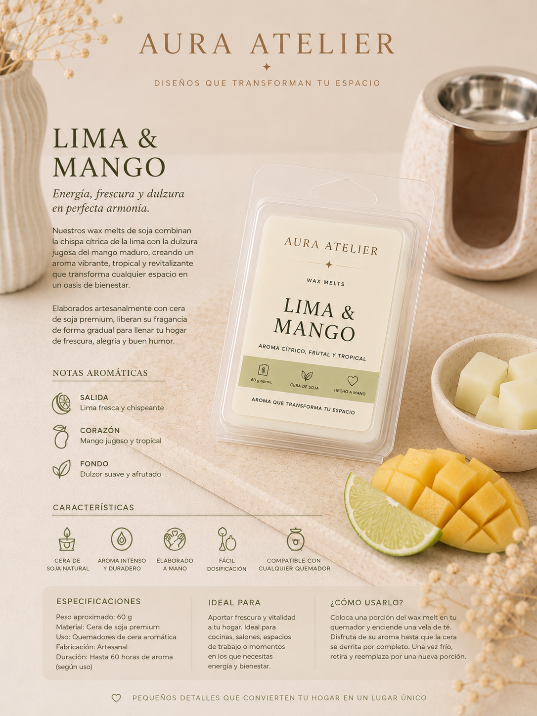 Mango y Lima - Wax Melts de Soja